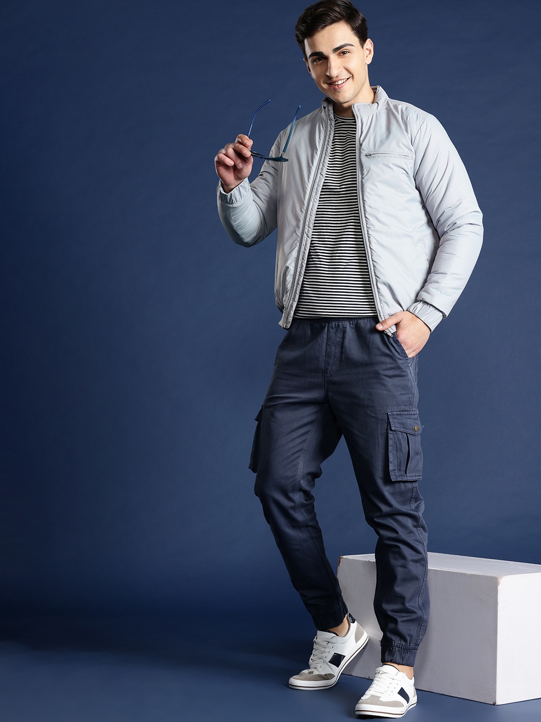 

Mast & Harbour Solid Bomber Jacket, Grey