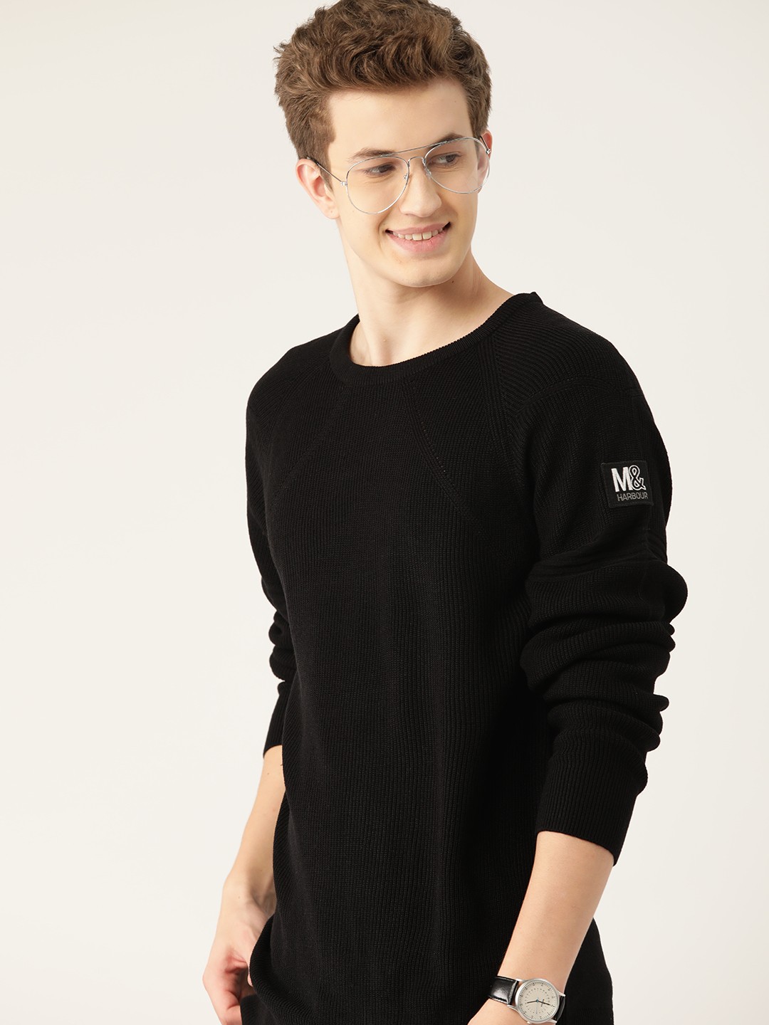 

Mast & Harbour Men Acrylic Pullover, Black