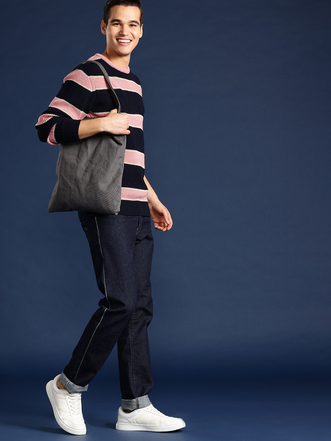 

Mast & Harbour Striped Acrylic Pullover, Pink