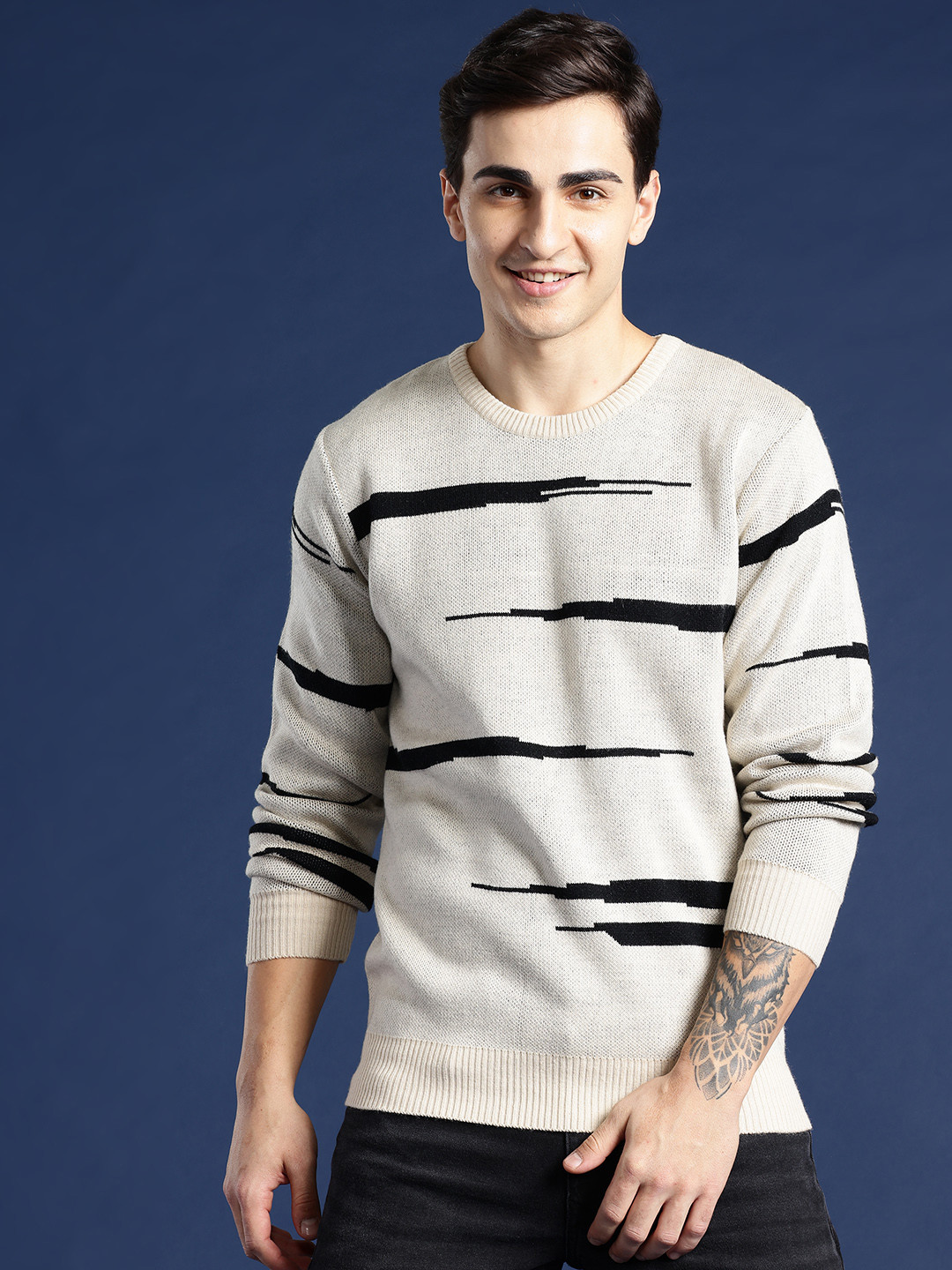 

Mast & Harbour Geometric Design Pullover, Off white