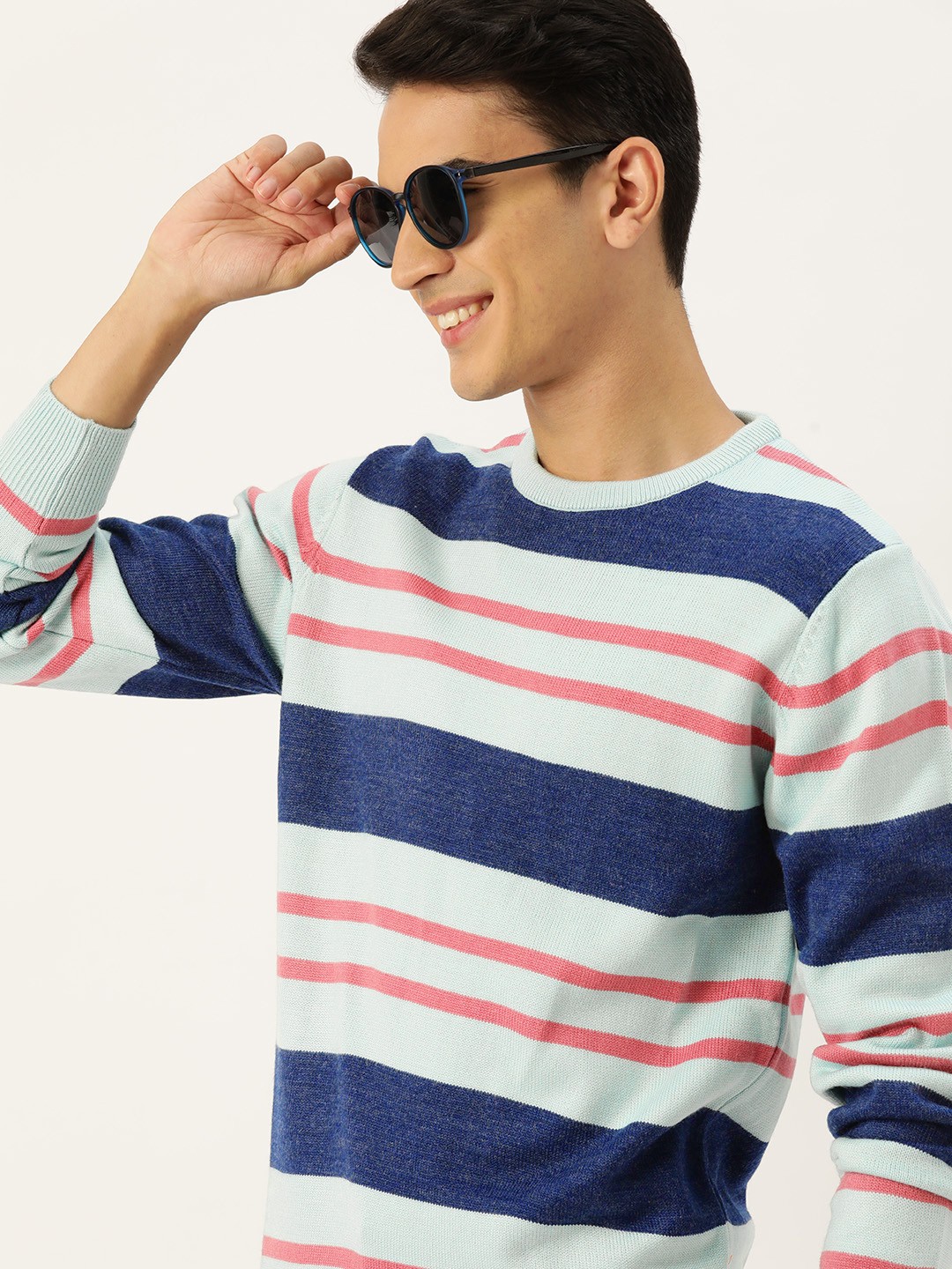 

Mast & Harbour Men Striped Pullover, Blue