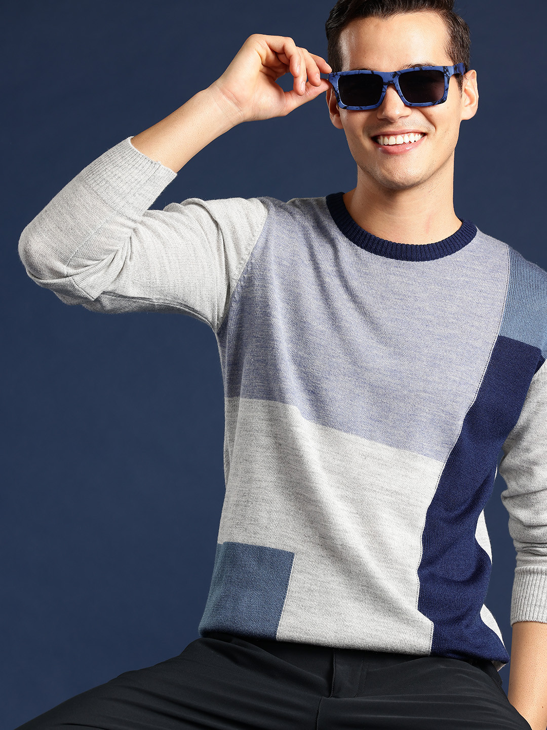 

Mast & Harbour Colourblocked Acrylic Pullover, Blue