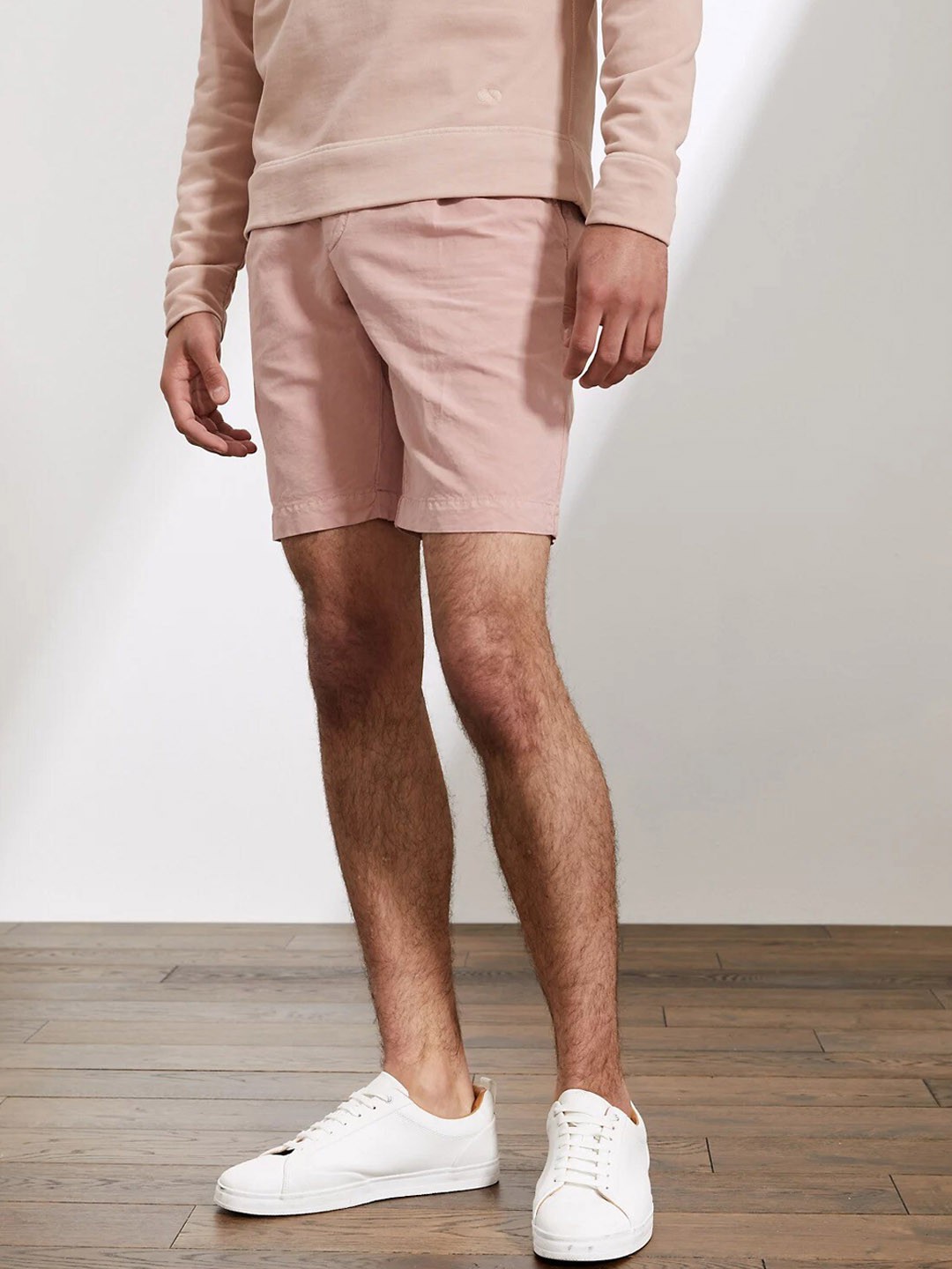

Marks & Spencer Men Mid-Rise Cotton Linen Shorts, Pink