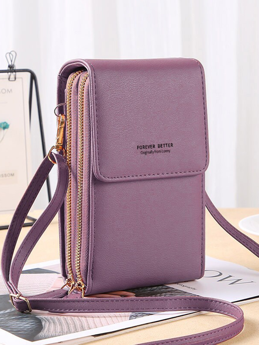 

Diva Dale PU Structured Sling Bag, Purple