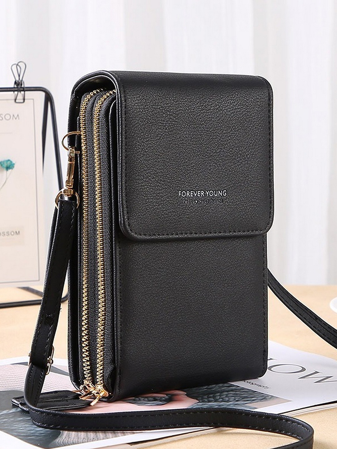 

Diva Dale PU Structured Sling Bag, Black