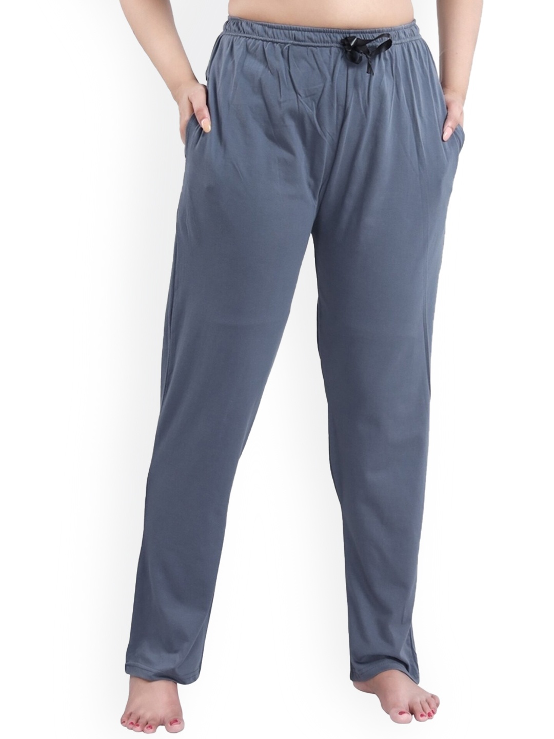 

Fabme Women Pure Cotton Knitted Lounge Pants, Grey