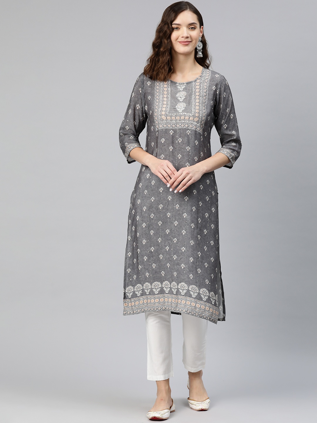 

Readiprint Women Ethnic Motifs Printed Kurta, Grey