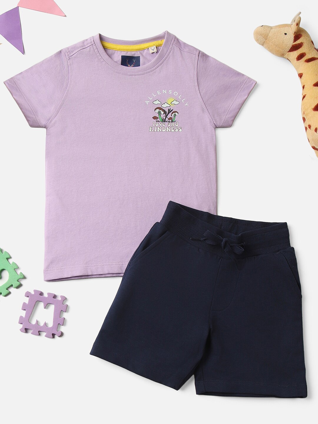 

Allen Solly Junior Boys Round Neck T-Shirt With Shorts, Lavender