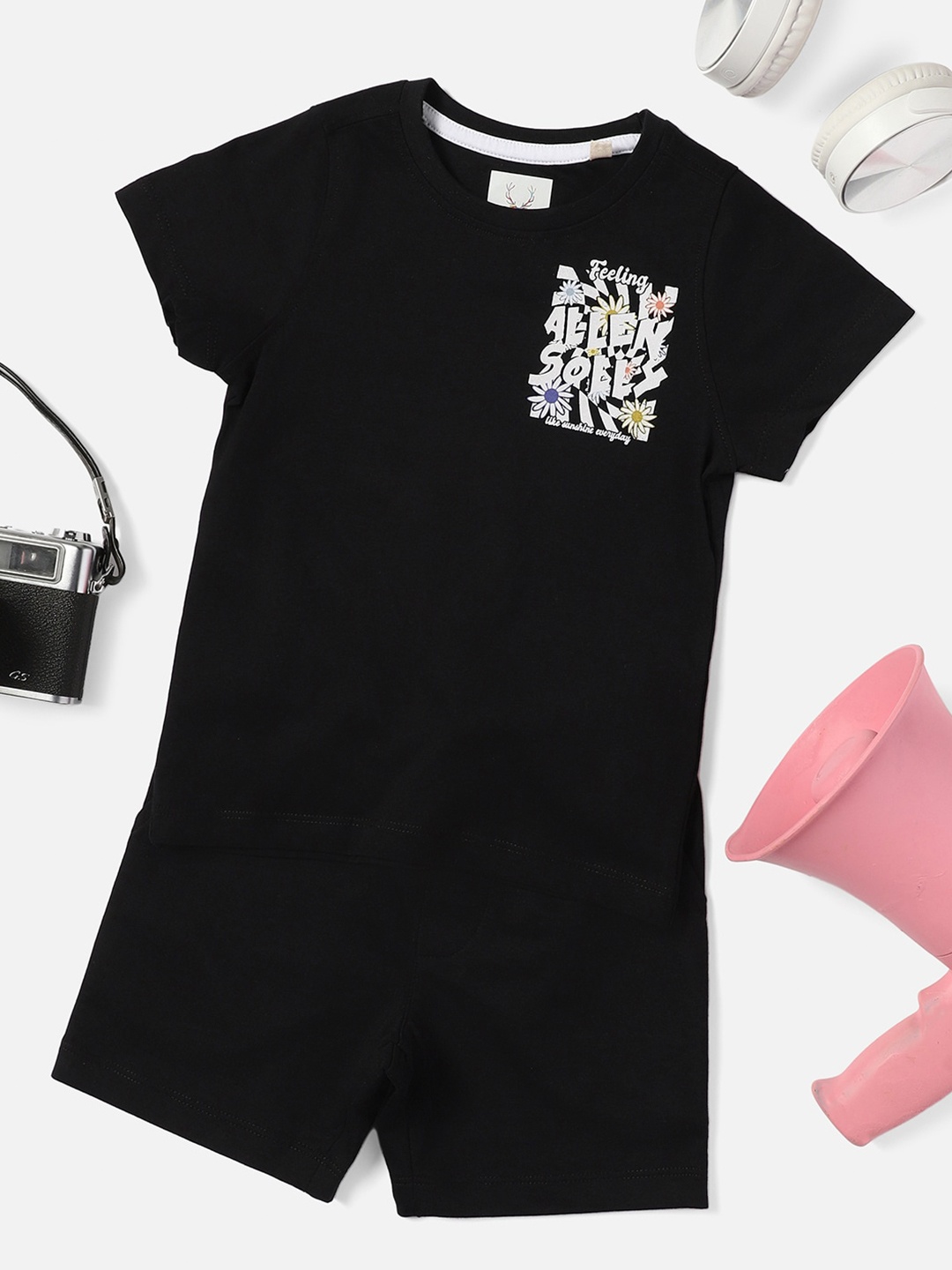 

Allen Solly Junior Boys Printed T-Shirt With Shorts, Black
