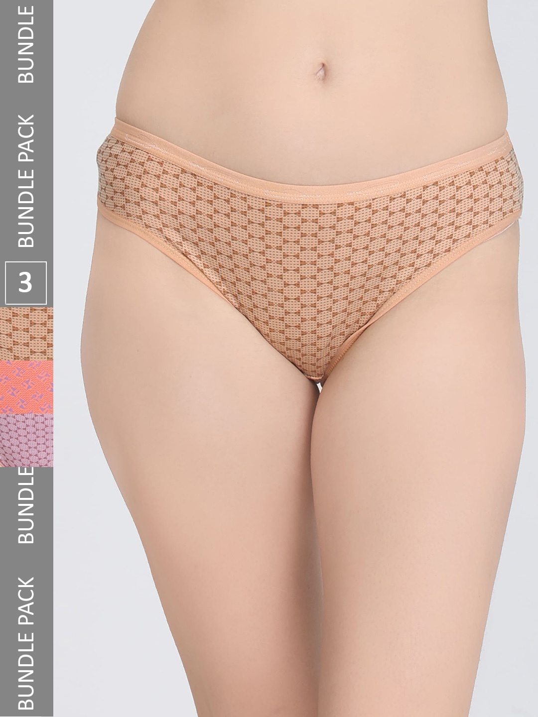

Innocence Pack Of 3 Printed Hipster Briefs BBAPLIN91985_S, Orange
