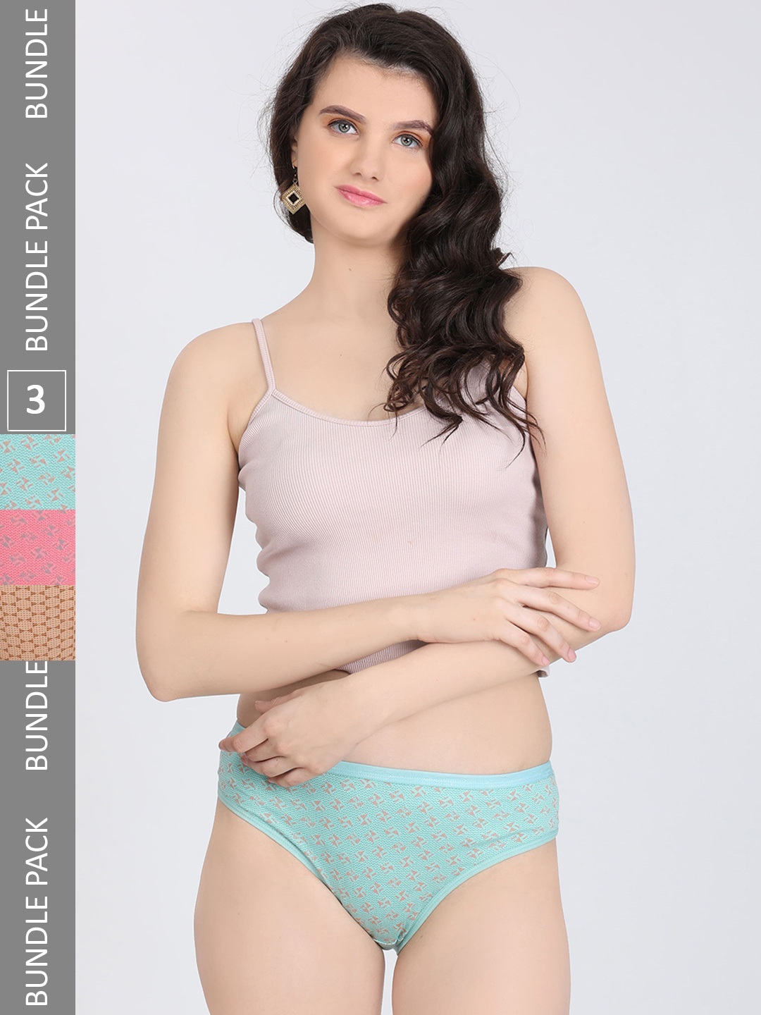 

Innocence Women Pack Of 3 Printed Hipster Briefs BBAPLIN91987_S, Pink