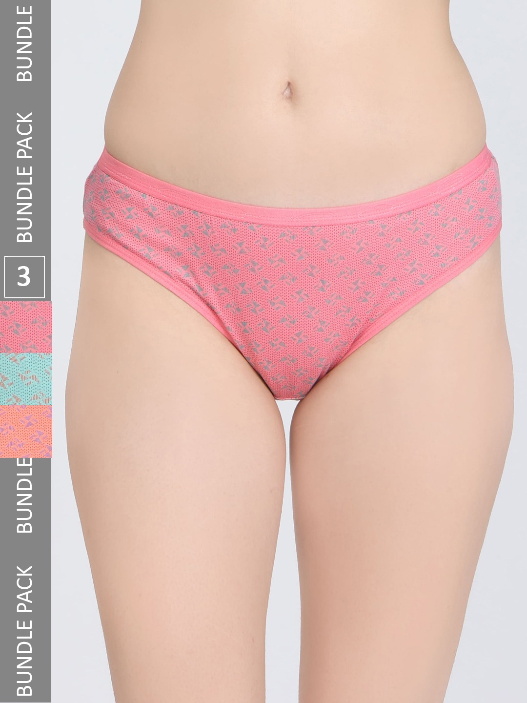 

Innocence Women Pack Of 3 Printed Mid-Rise Hipster Briefs BBAPLIN91971_S, Orange
