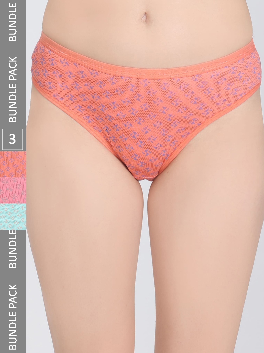 

Innocence Women Pack Of 3 Mid-Rise Printed Hipster Briefs BBAPLIN91983_S, Turquoise blue