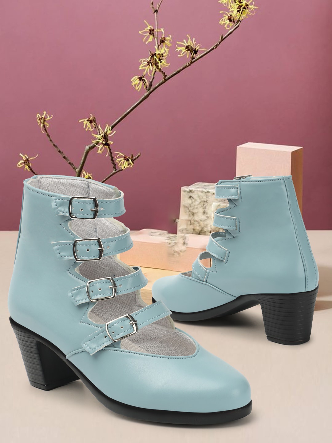 

FASHIMO Mid-Top Leather Regular Boots, Blue