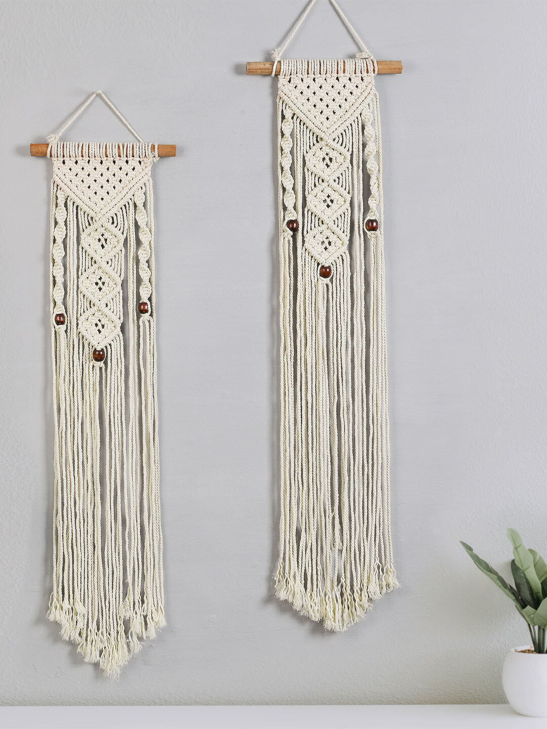 

Decazone Beige 2 Pieces Woven Macrame Tapestry Wall Decor