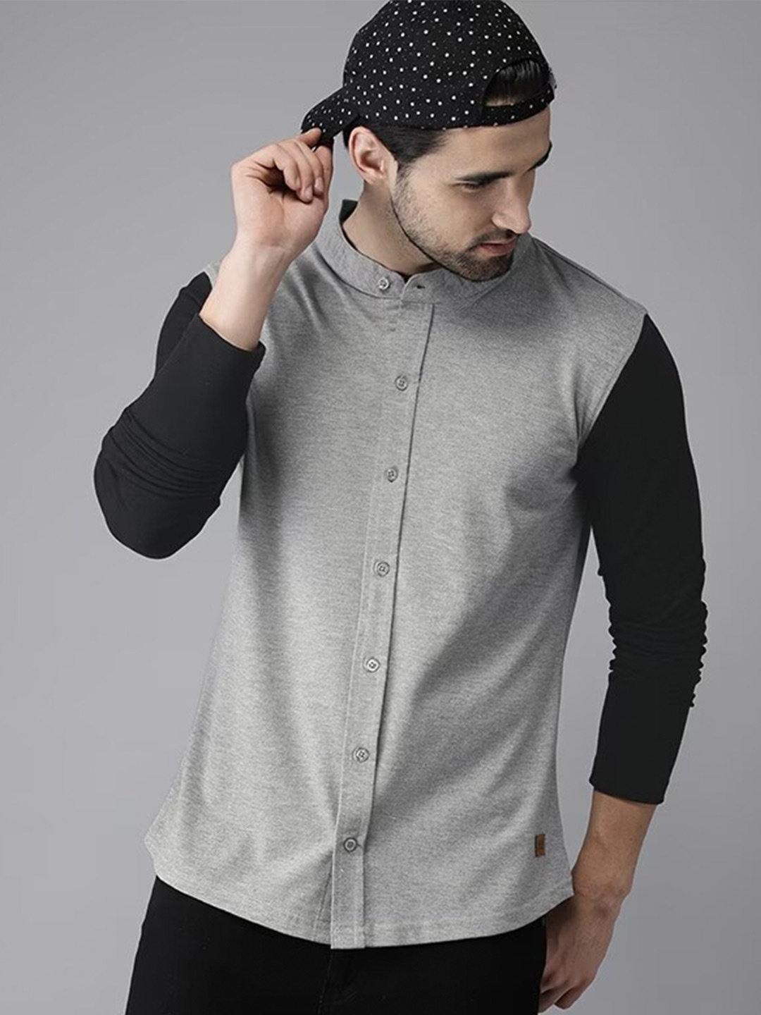 

Campus Sutra Grey Classic Cotton Casual Shirt
