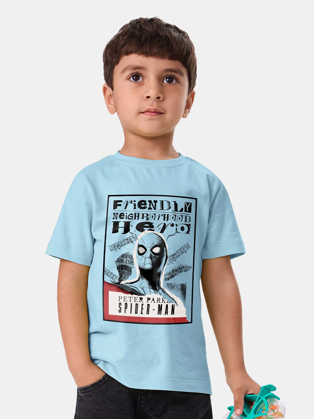 

The Souled Store Boys Blue Spider-Man Printed Pure Cotton T-shirt