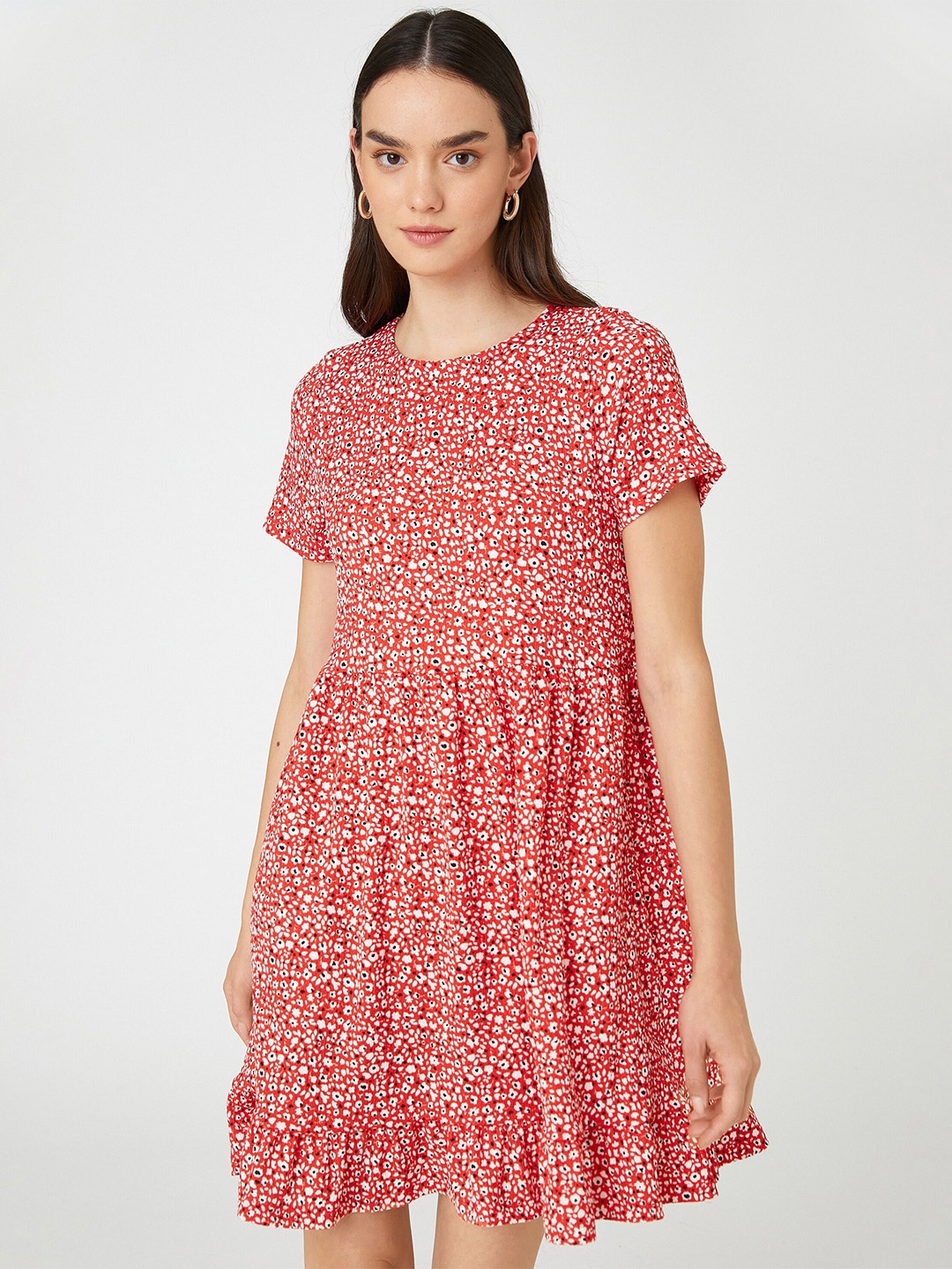 

Koton Floral Printed Fit & Flare Dress, Red