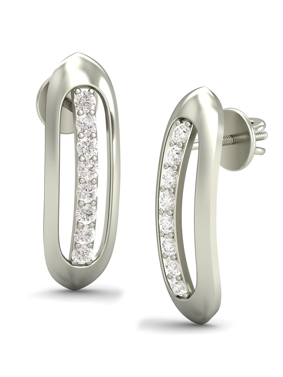

KUBERBOX 18KT White Gold Diamond Studded Earrings-2.73gm, Silver