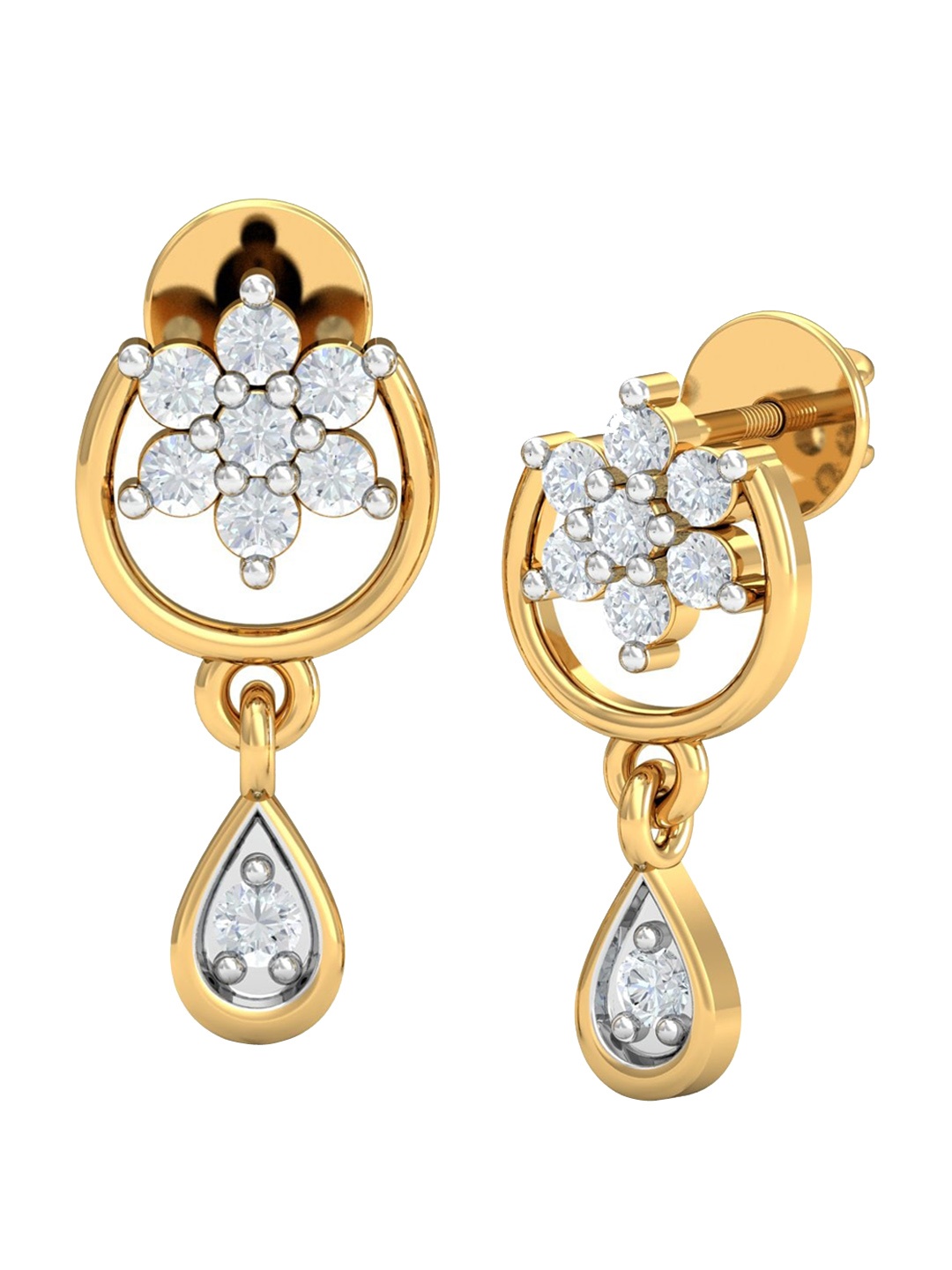 

KUBERBOX Seven Stone 18KT Gold Diamond Studded Studs-2.21gm