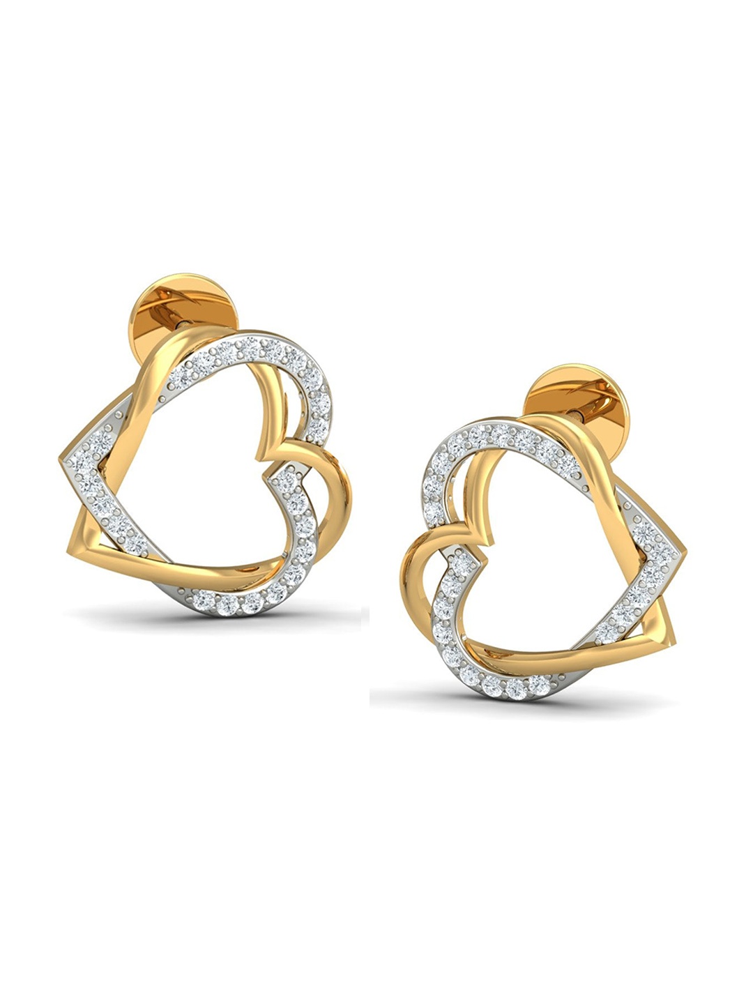 

KUBERBOX Forever Love 18KT Gold Diamond-Studded Stud Earrings-2.21gm
