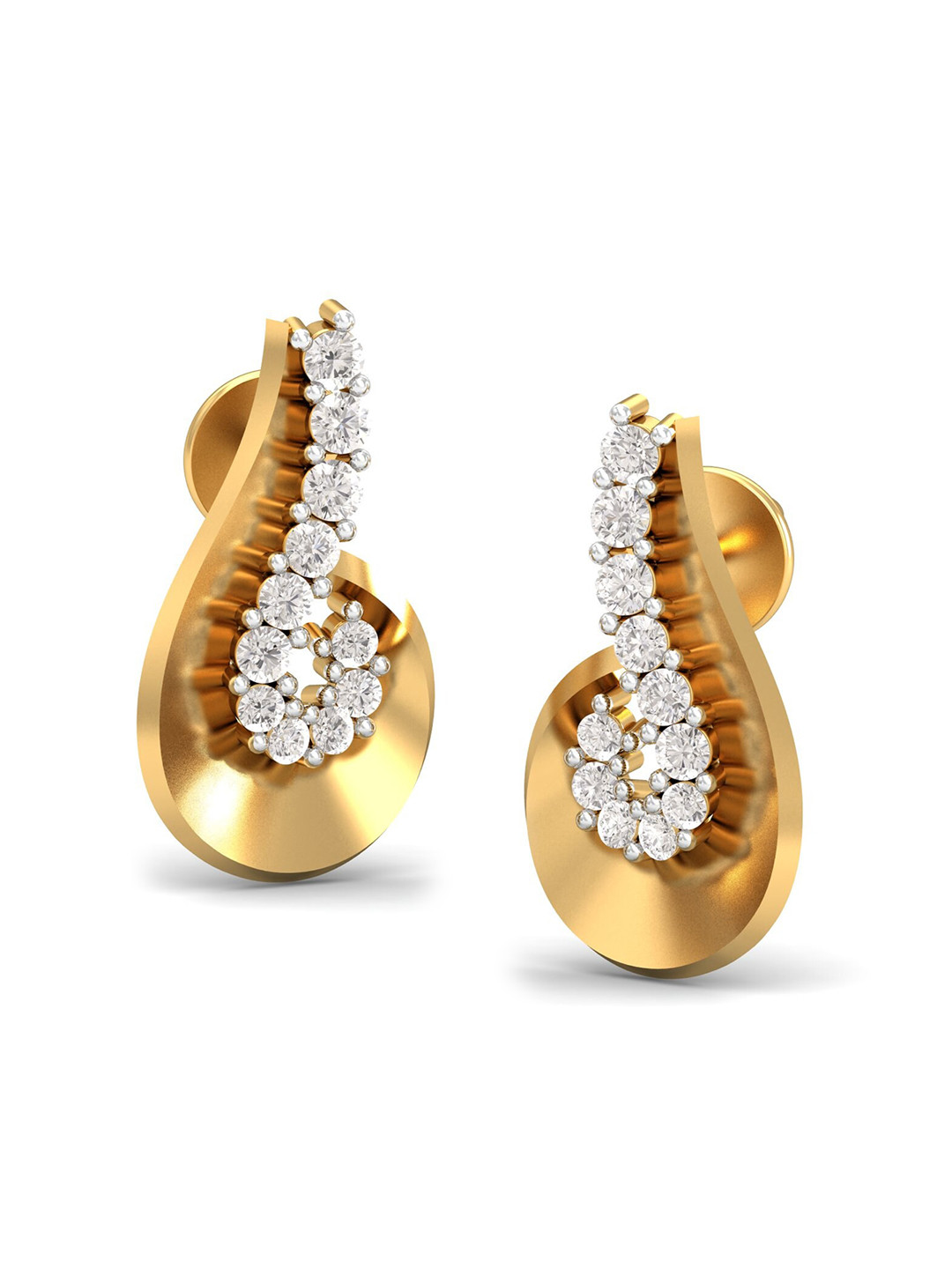 

KUBERBOX Radiant Glory 18KT Gold Diamond-Studded Stud Earrings-2.44gm