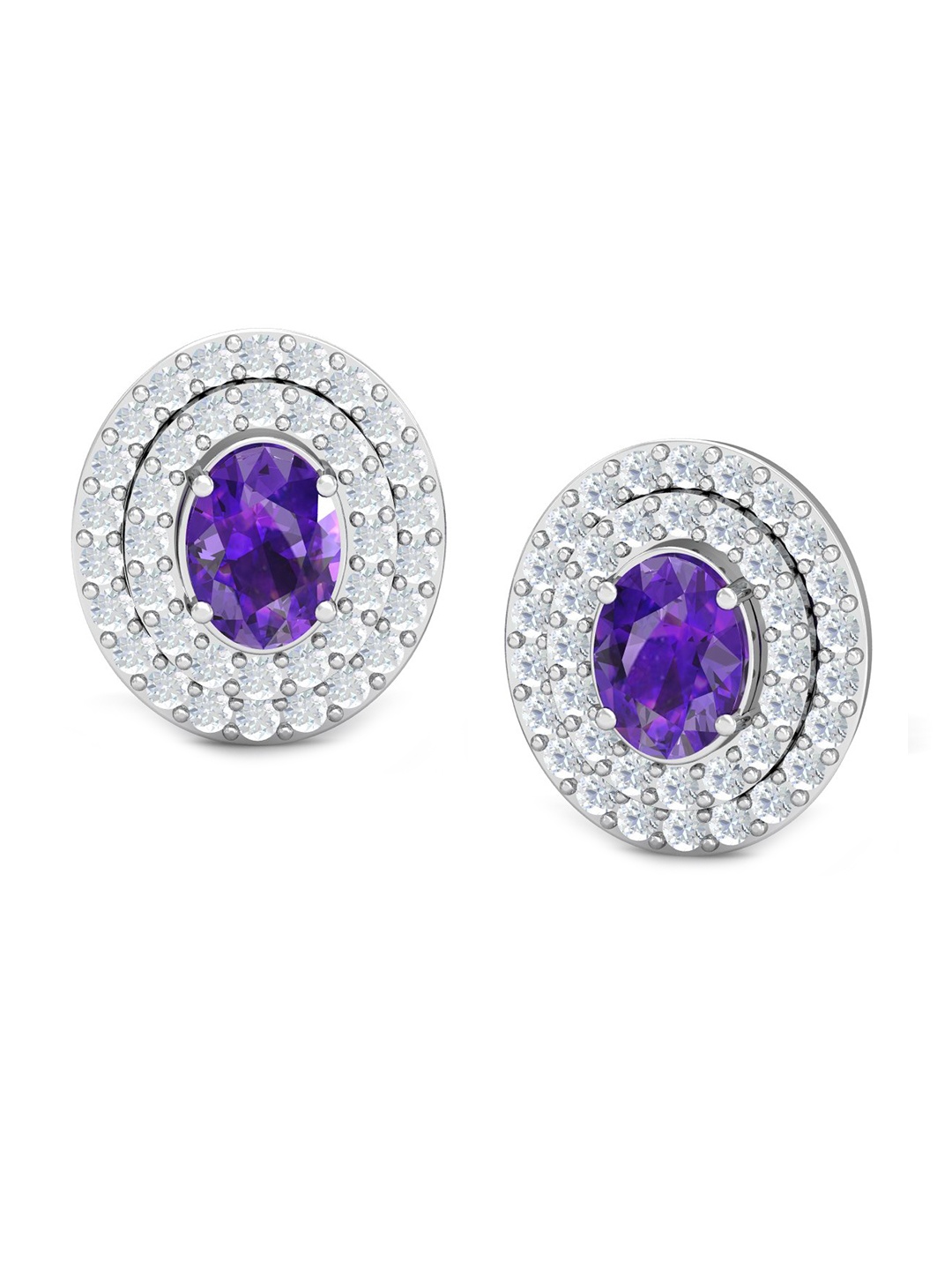 

KUBERBOX Konzentrisch 18KT Gold Diamond-Studded Tanzanite Stud Earrings-2.8gm