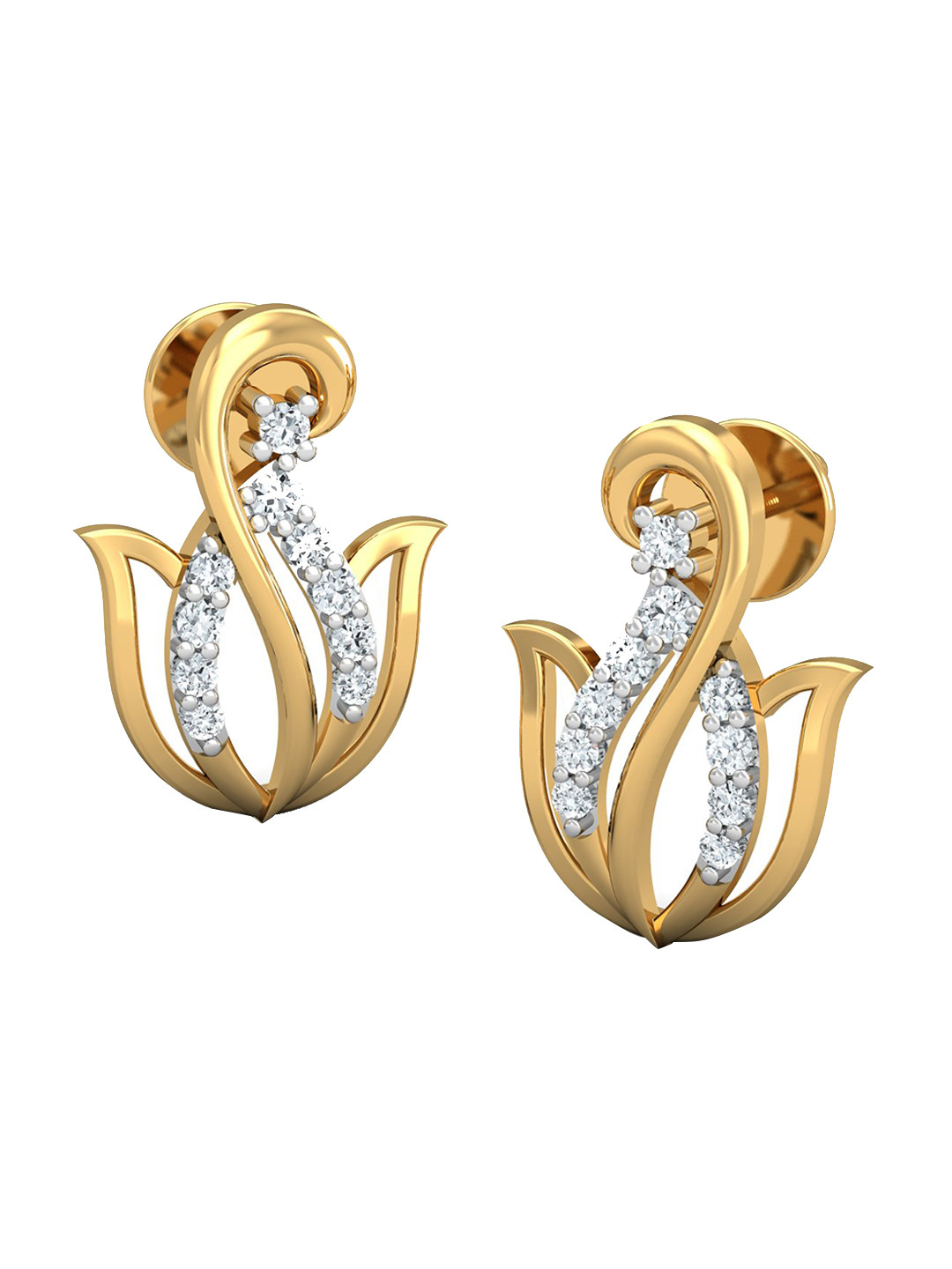 

KUBERBOX Lotus Glory 18KT Gold Diamond Studded Earring-2.89gm