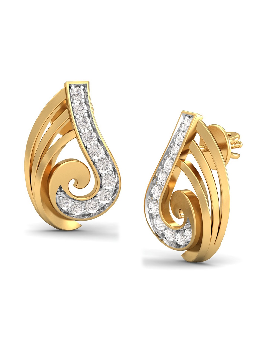 

KUBERBOX The Ultimate Feel 18KT Gold Diamond-Studded Stud Earrings-2.63gm