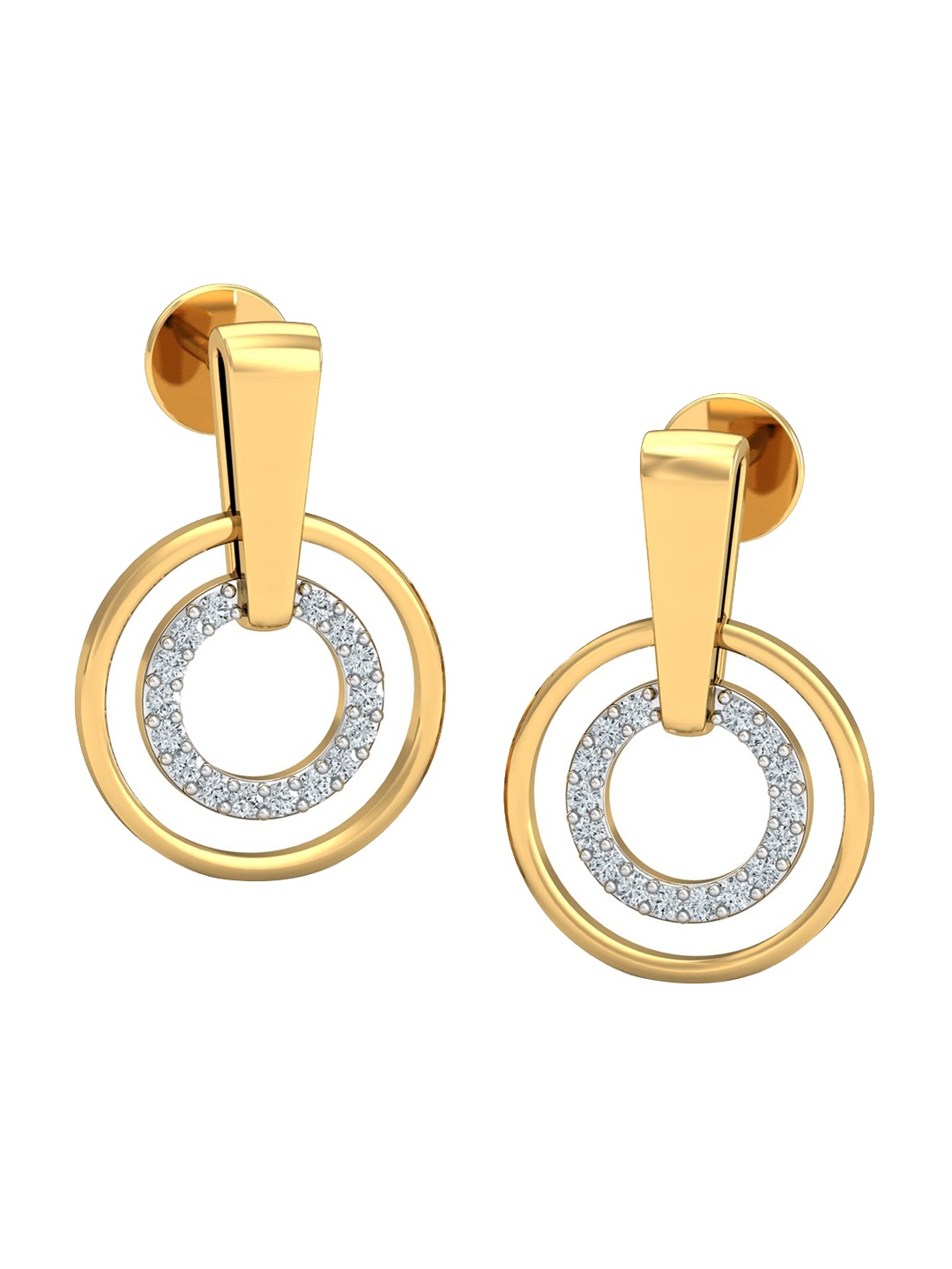 

KUBERBOX Love Lukket 18KT Gold Diamond-Studded Earrings-2.85gm