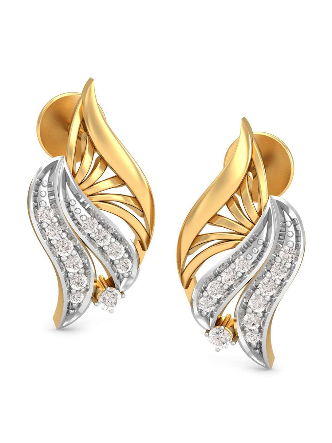 

KUBERBOX The Lady Love 18KT Gold Diamond-Studded Stud Earrings-2.8gm