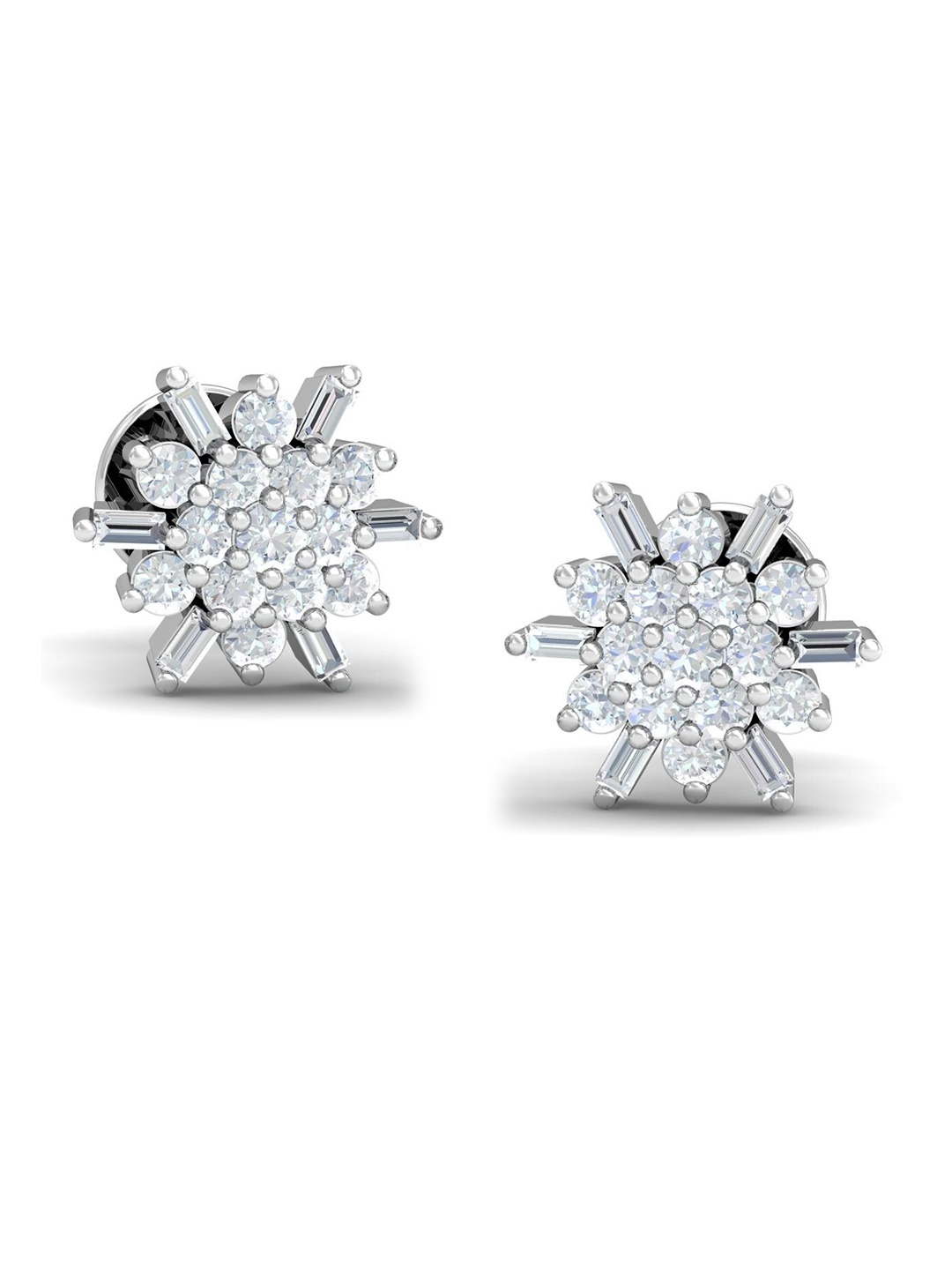 

KUBERBOX Bodoni Club 18KT White Gold Diamond Stud Earrings-2.48gm, Silver