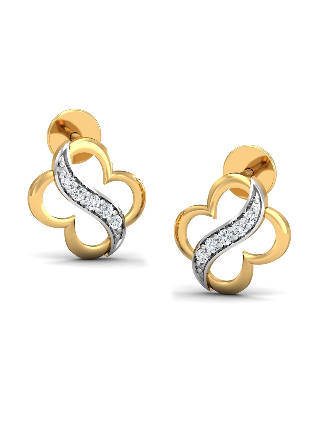 

KUBERBOX Sarado Spade 18KT Gold Diamond-Studded Stud Earrings-2.38gm