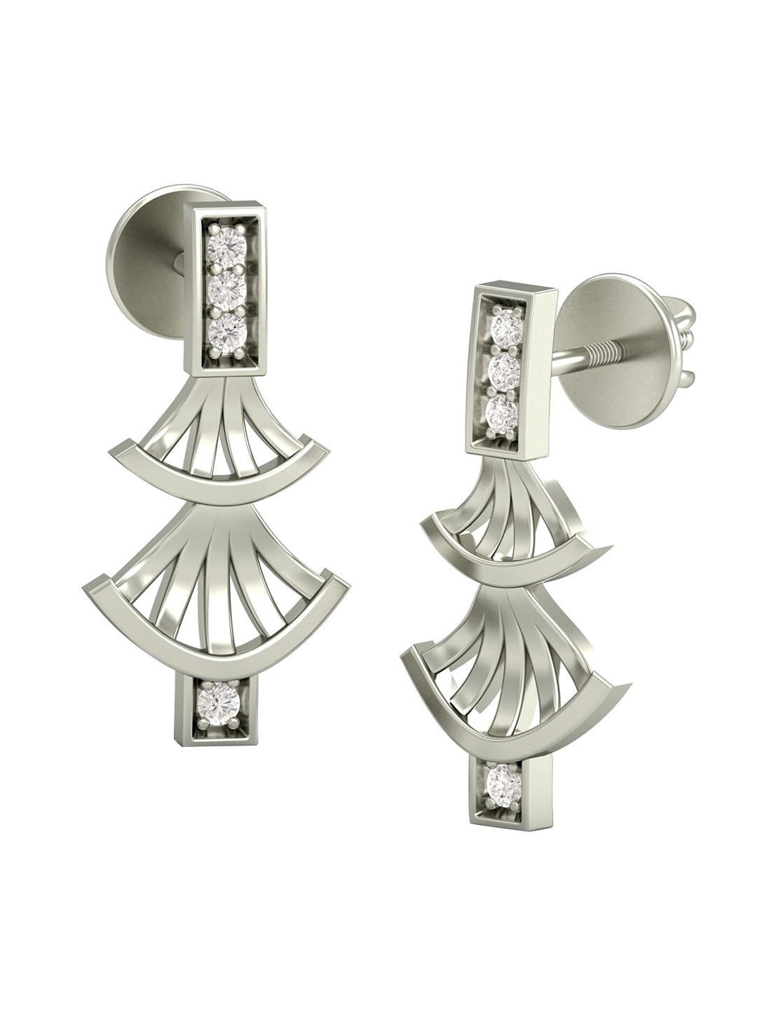 

KUBERBOX The Deceptive Charm 18KT White Gold Diamond Studded Stud Earrings-1.84gm, Silver