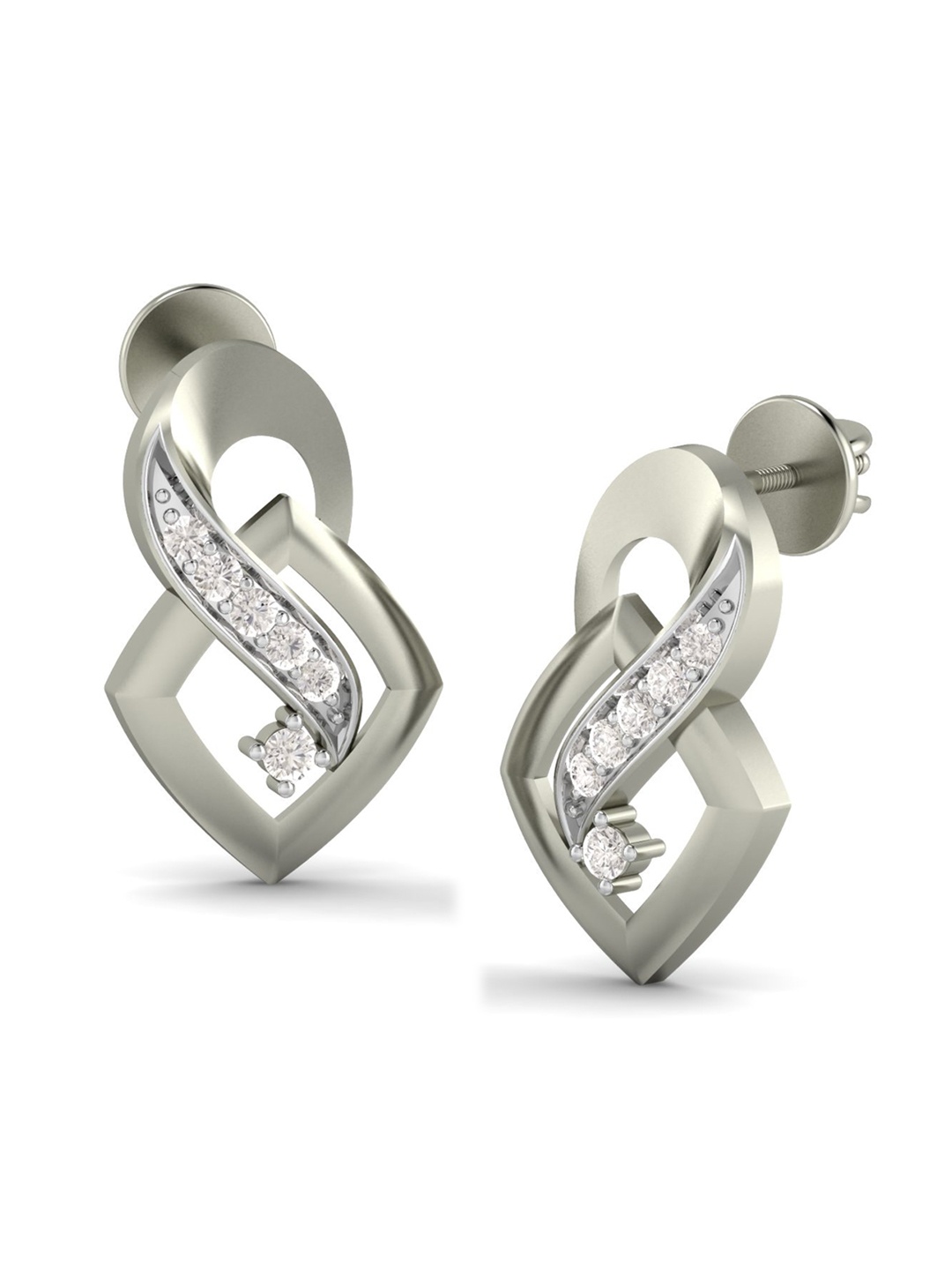 

KUBERBOX Sharp Enigmatic 18KT White Gold Diamond-Studded Earrings - 2.75 gm, Silver