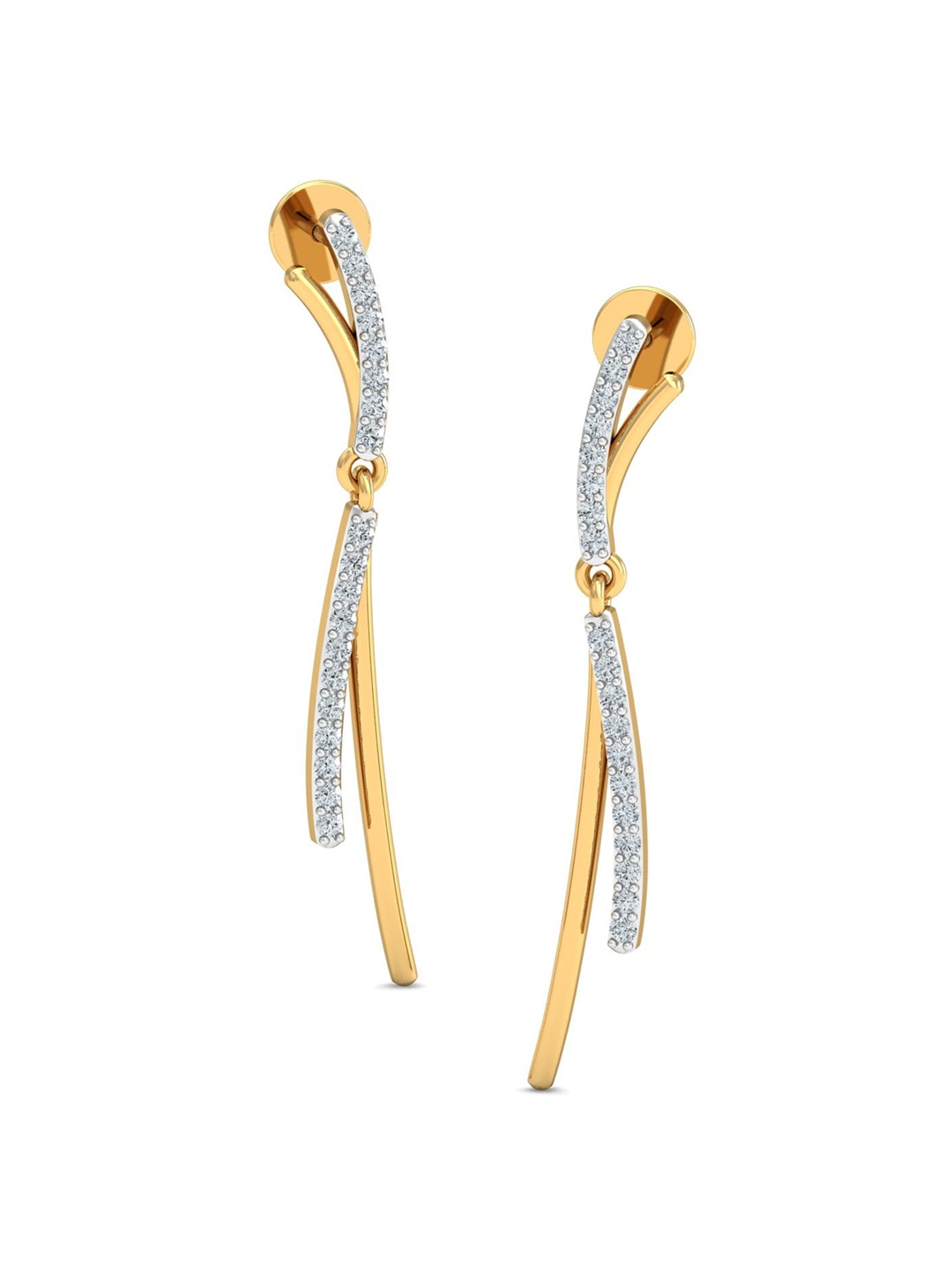 

KUBERBOX Elegante 18KT Gold Diamond-Studded Earrings-2.38gm