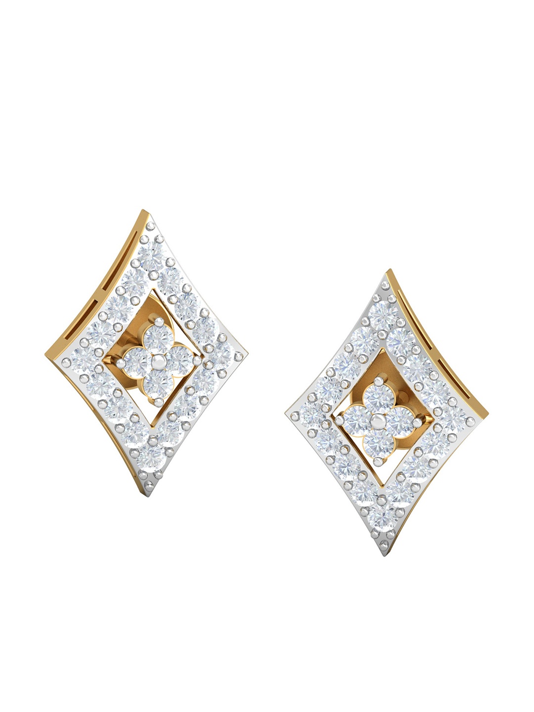 

KUBERBOX Frstin Demenour 18KT Gold Diamond-Studded Stud Earrings-2.44gm