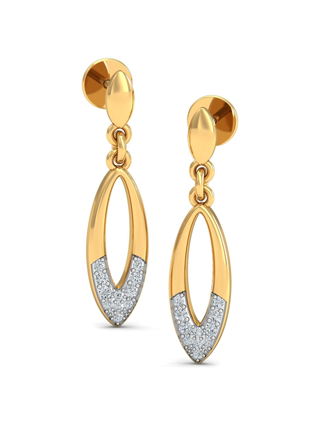 

KUBERBOX Glow Elptico 18KT Gold Diamond Studded Earrings-2.47gm
