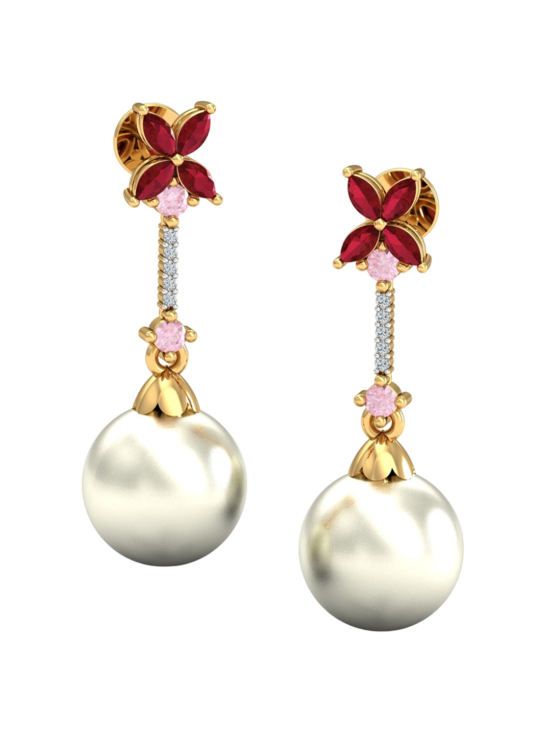 

KUBERBOX 18K Gold Diamond-Studded And Pearl Earrings - 2.61Gg