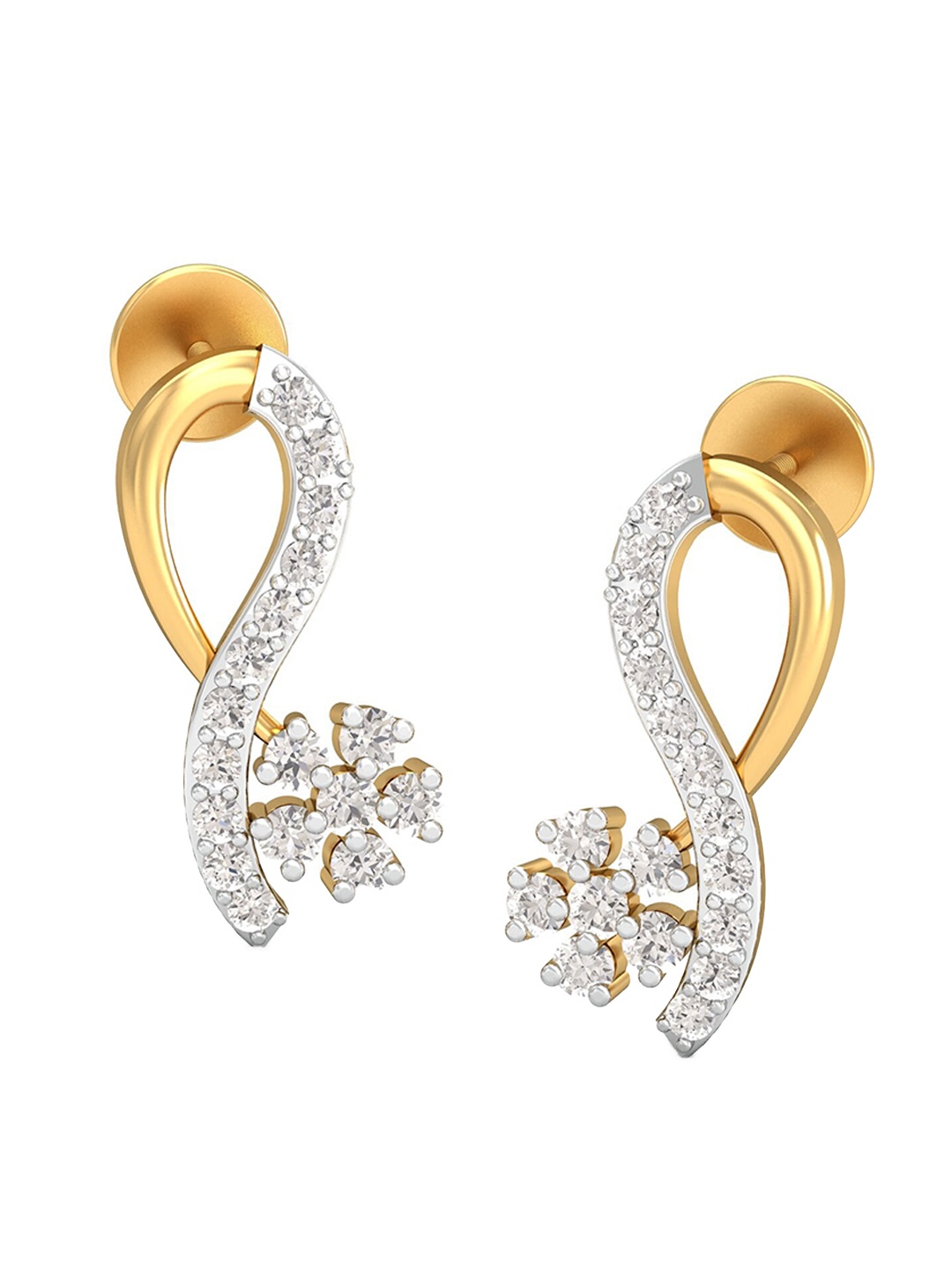 

KUBERBOX Glowing Desire 18KT Gold Diamond-Studded Stud Earrings-3.12gm