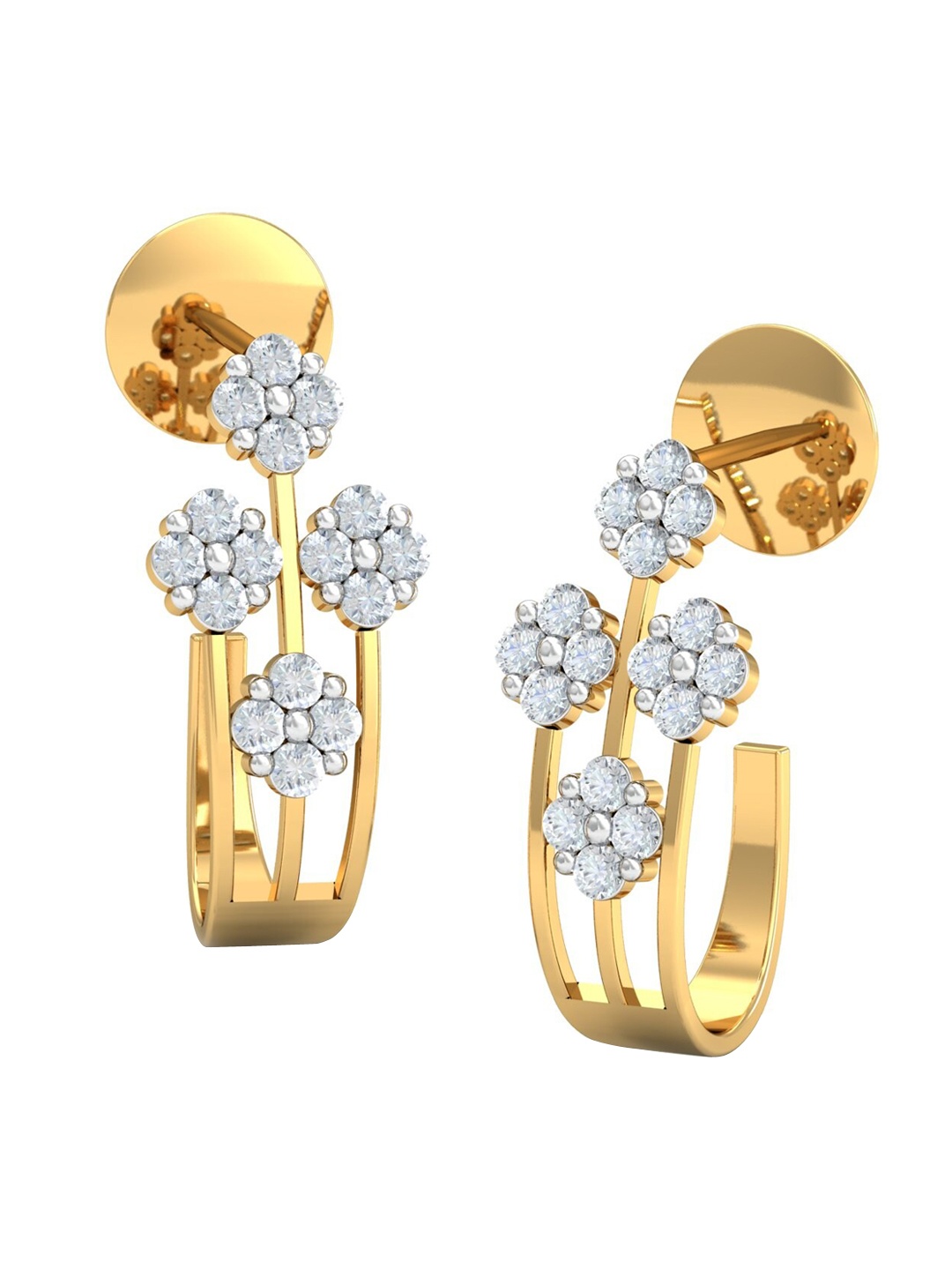 

KUBERBOX Suave 18KT Gold Diamond J-Hoop Earrings-3.92gm