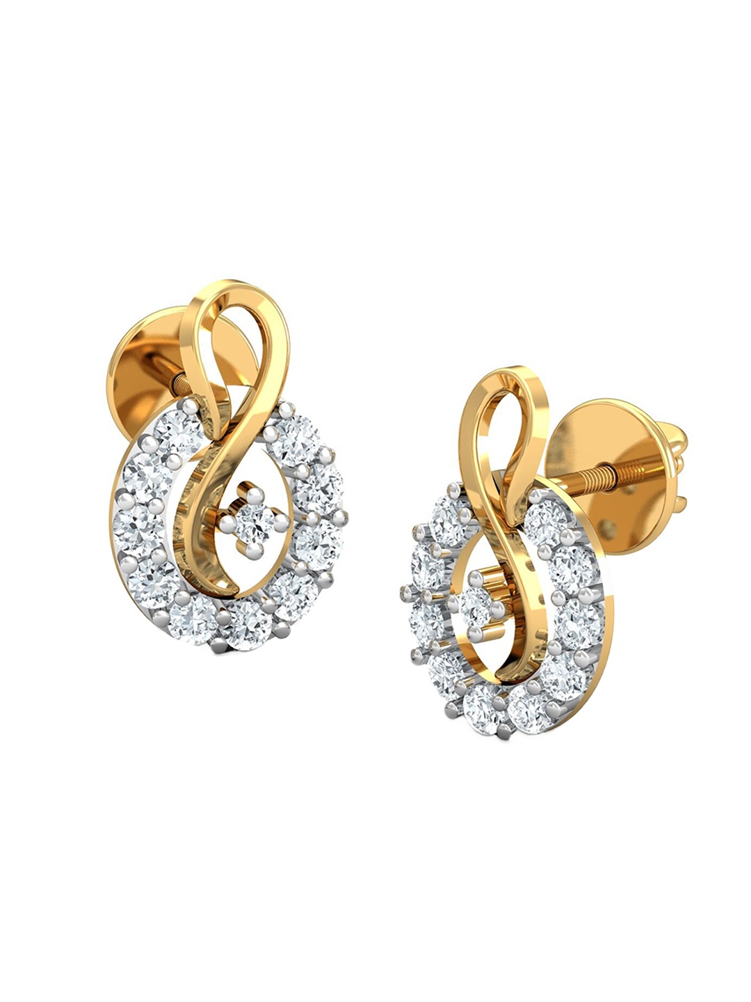 

KUBERBOX El Harto 18KT Gold Diamond Studded Stud Earrings-2.55gm