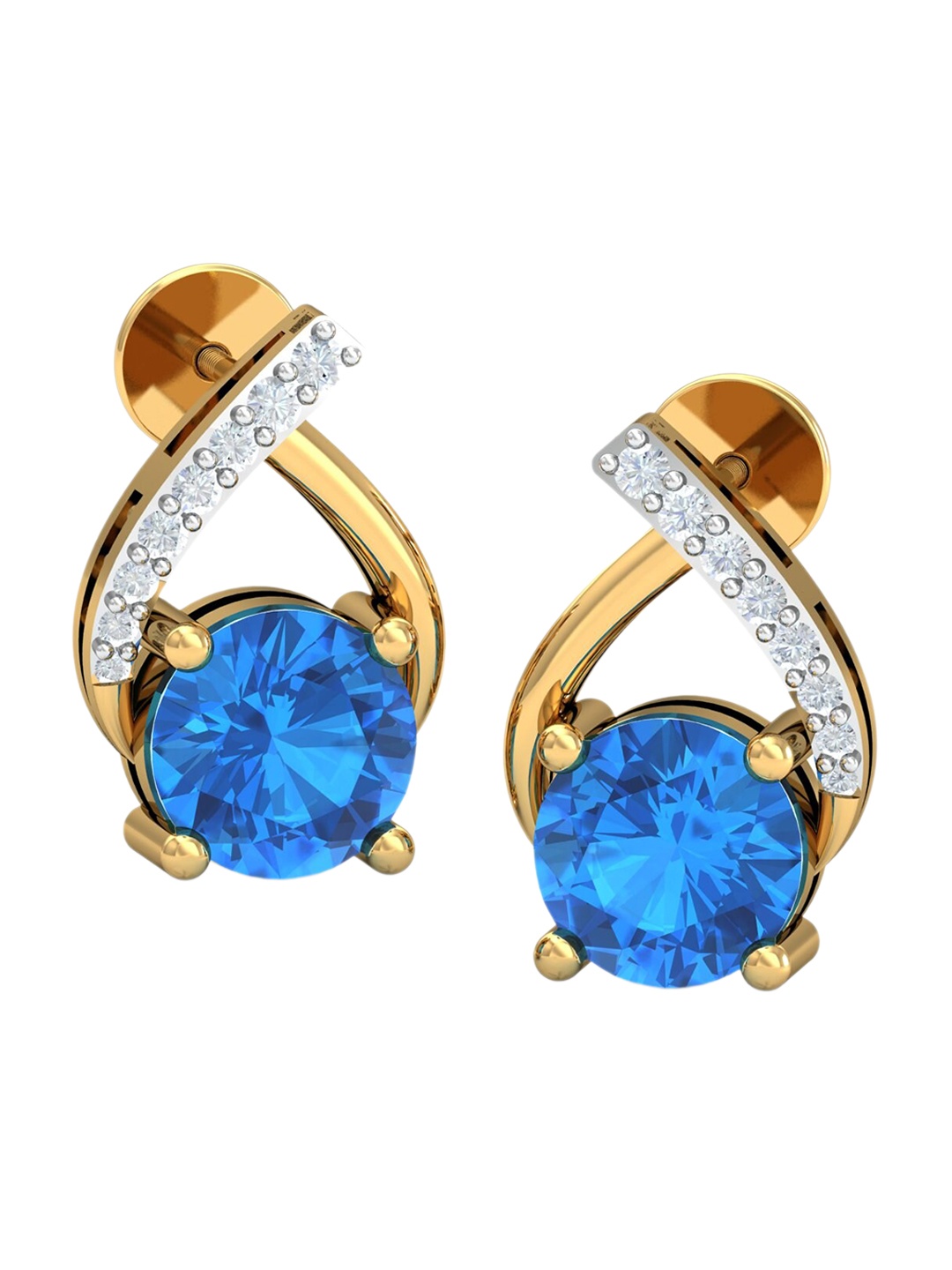 

KUBERBOX Amethyst Optra 18KT Gold Diamond Amethyst Studded Stud Earrings-3.38gm