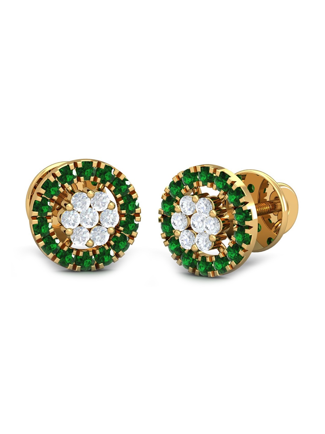 

KUBERBOX Le Fte 18KT Gold Diamond Studded Emerald Earrings-2.8gm