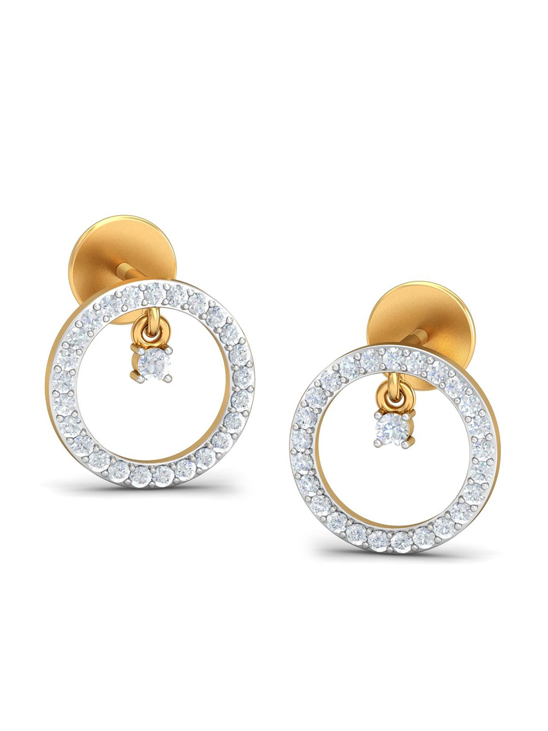 

KUBERBOX Mire Angellic 18KT Gold Diamond Studded Stud Earrings-2.16gm