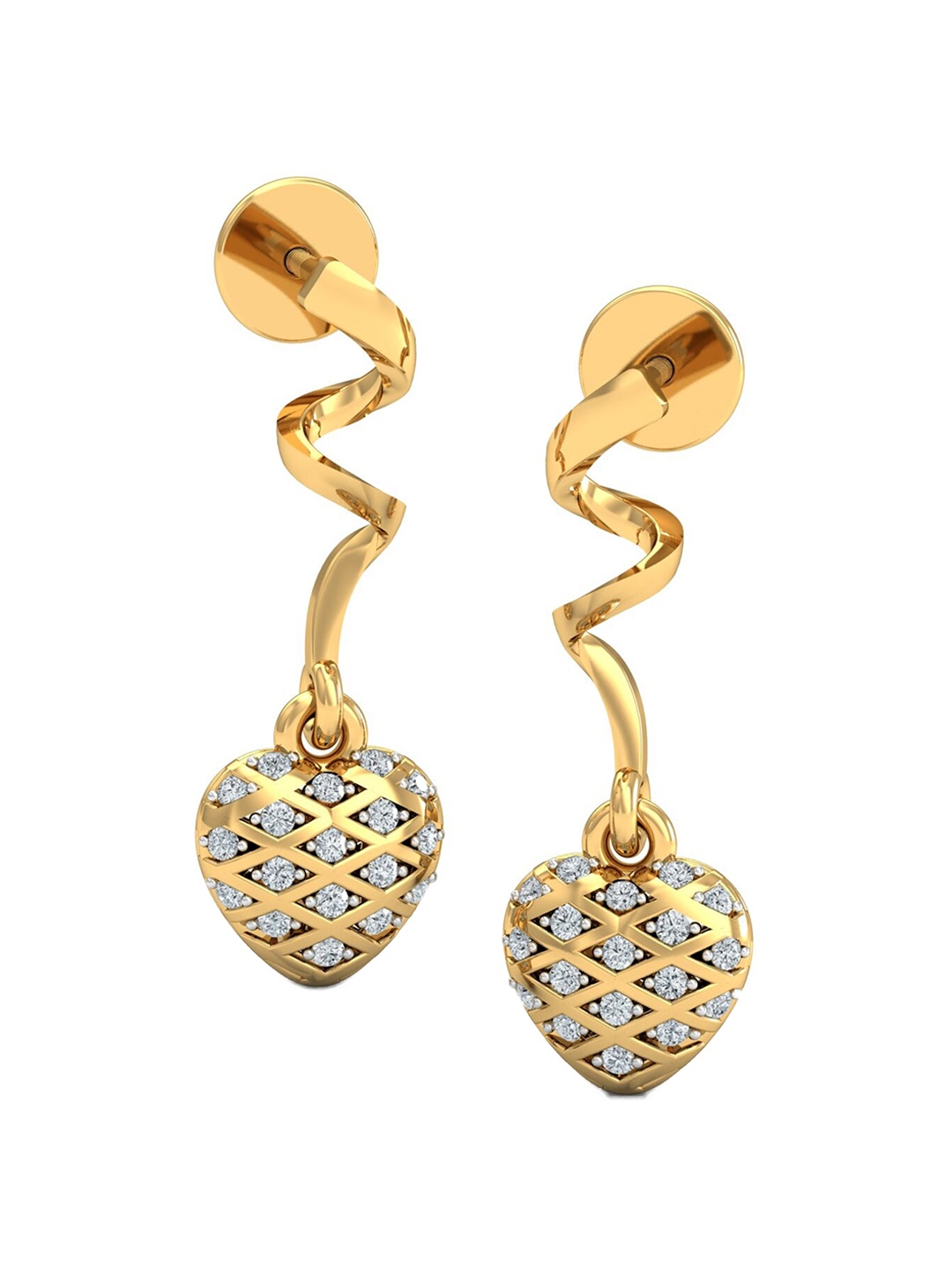 

KUBERBOX Amor Ciego 18KT Gold Diamond Studded Earrings-2.93gm