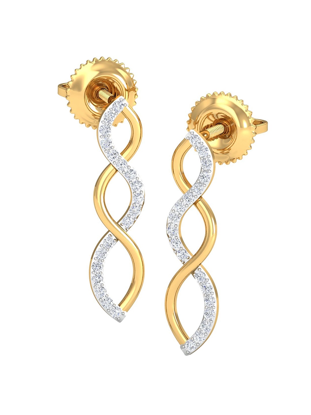 

KUBERBOX Luvana 18KT Gold Diamond-Studded Earrings-2.12gm