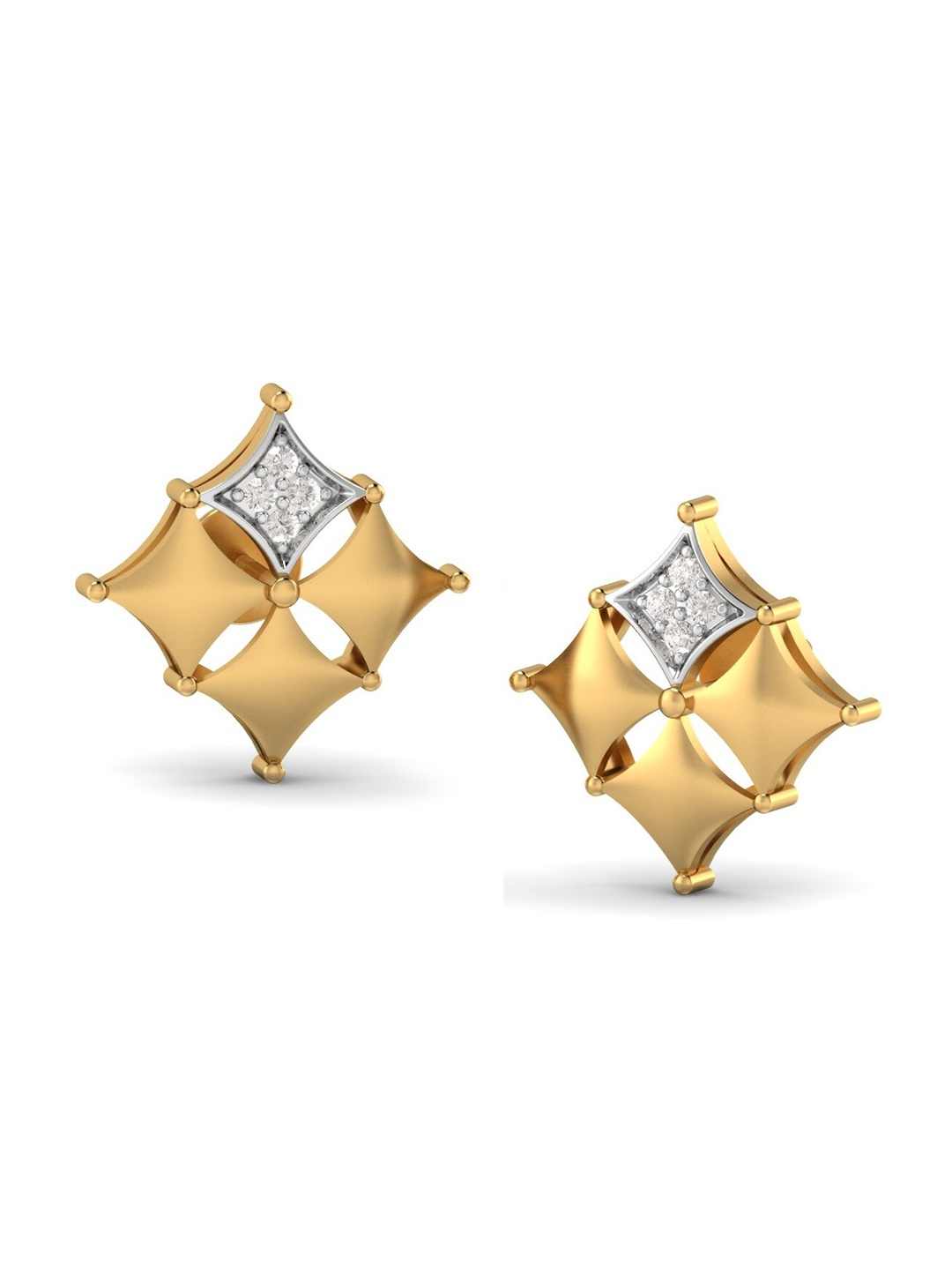 

KUBERBOX Majestic 18KT Gold Diamond Studded Stud Earrings-2.73gm