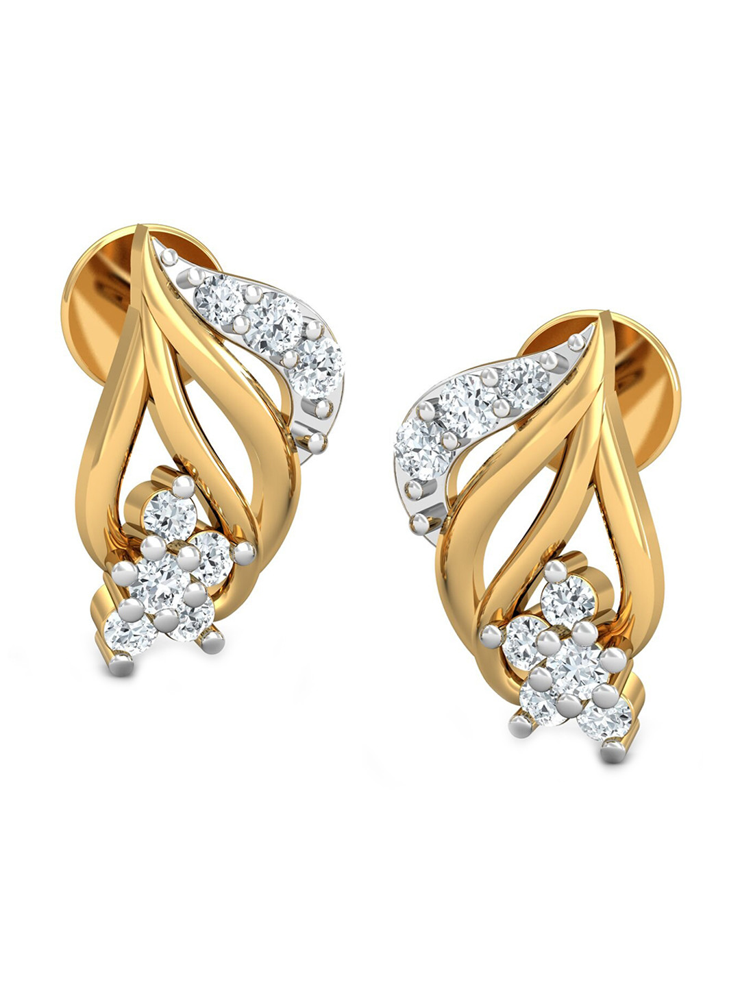 

KUBERBOX Pagparisin 18KT Gold Diamond-Studded Stud Earrings-2.09gm