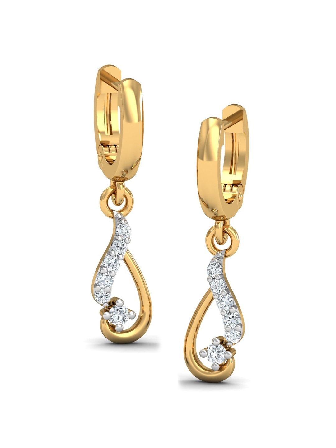 

KUBERBOX El Curato 18KT Gold Diamond Studded Hoop Earrings-3.27gm